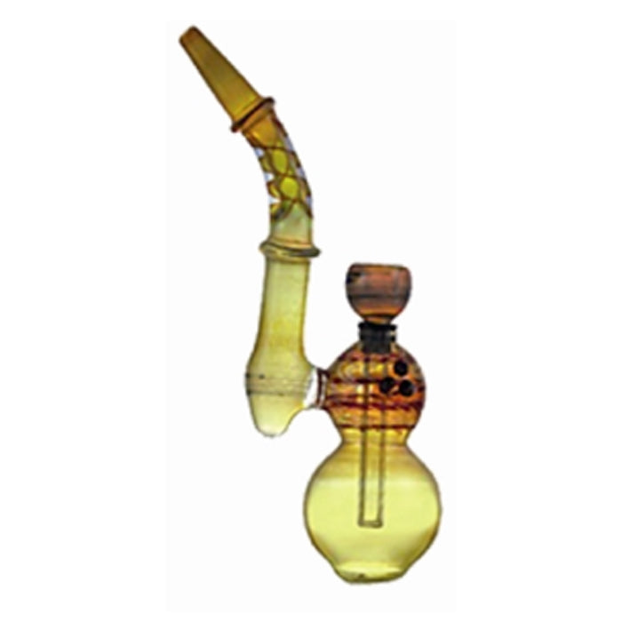 COLOR CHANGING GLASS BUBBLER WITH BOWL ON TOP CENTRE AND 8 INCHES