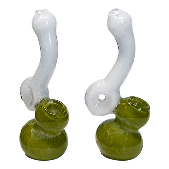 Green Frit Design Twin Colored Mini Glass Bubbler 6 Inches