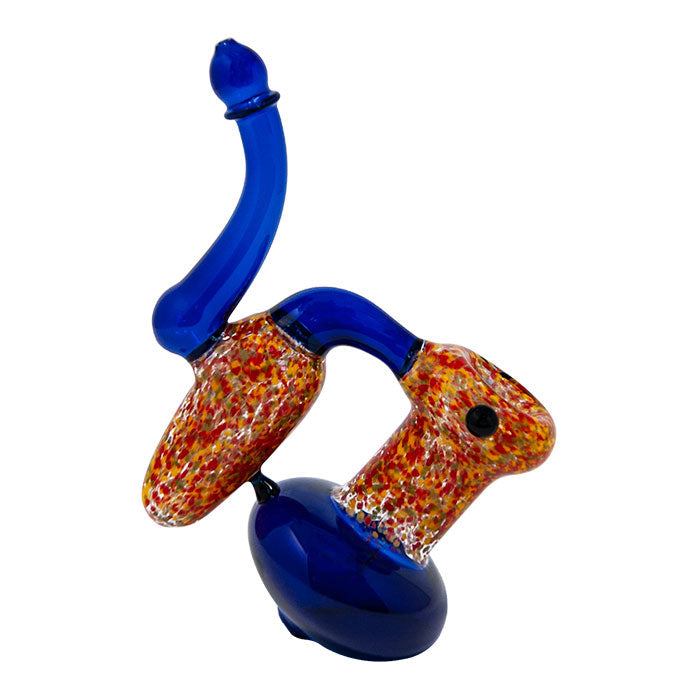 Blue Double Chamber Glass Bubbler