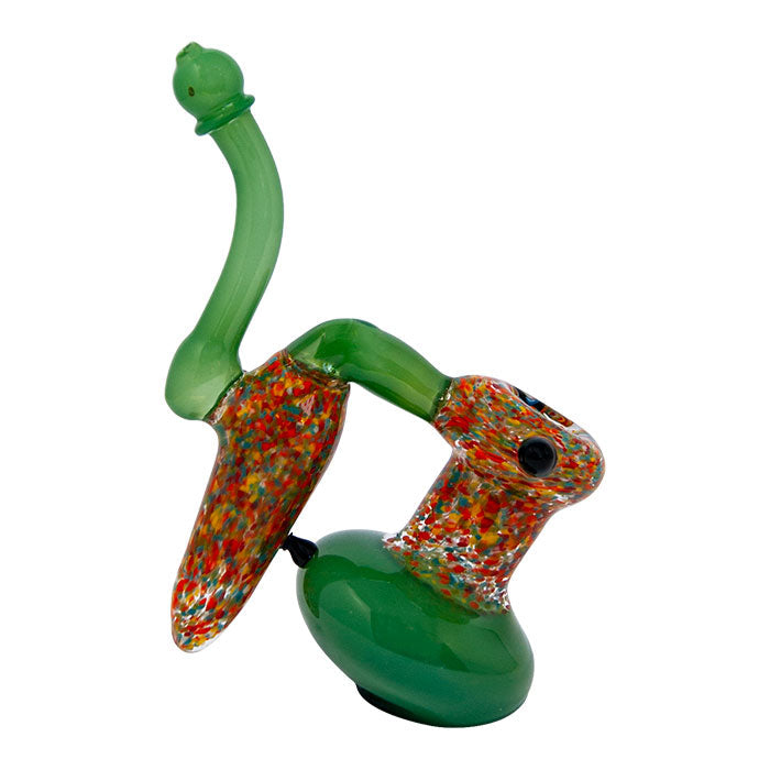 Jade Green Double Chamber Glass Bubbler