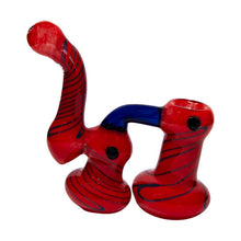 Load image into Gallery viewer, Frit Work Red Color Glass Bubbler With Blue Stripes
