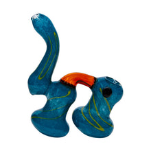 Load image into Gallery viewer, Frit Work Blue Color Glass Bubbler With Yellow Stripes
