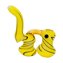 Load image into Gallery viewer, Frit Work Yellow Color Glass Bubbler With Black Stripes
