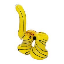 Load image into Gallery viewer, Frit Work Yellow Color Glass Bubbler With Black Stripes
