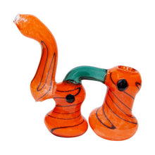 Load image into Gallery viewer, Frit Work Orange Color Glass Bubbler With Blue Stripes
