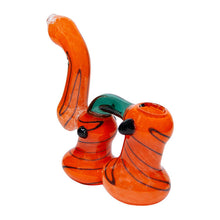 Load image into Gallery viewer, Frit Work Orange Color Glass Bubbler With Blue Stripes
