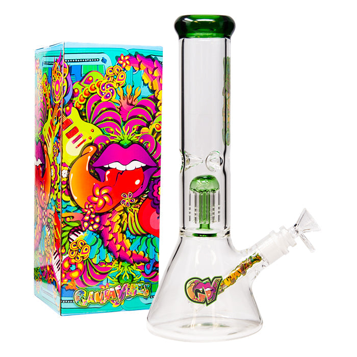 Ganjavibes Tree Percolator Green Glass Bong 12 Inches