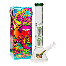 Load image into Gallery viewer, Ganjavibes Double Tree Percolator Green Glass Bong 14 Inches
