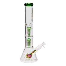 Load image into Gallery viewer, Ganjavibes Double Tree Percolator Green Glass Bong 14 Inches
