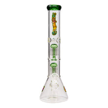 Load image into Gallery viewer, Ganjavibes Double Tree Percolator Green Glass Bong 14 Inches
