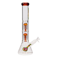 Load image into Gallery viewer, Ganjavibes Double Tree Percolator Amber Glass Bong 14 Inches
