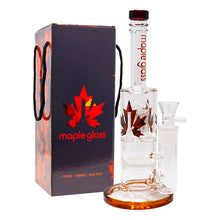 Load image into Gallery viewer, Amber Honey Comb With Tree Percolator And Splash Guard Maple Glass Bong
