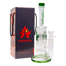 Load image into Gallery viewer, Green Honey Comb With Tree Percolator And Splash Guard Maple Glass Bong
