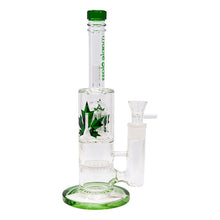 Load image into Gallery viewer, Green Honey Comb With Tree Percolator And Splash Guard Maple Glass Bong
