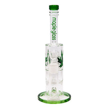 Load image into Gallery viewer, Green Honey Comb With Tree Percolator And Splash Guard Maple Glass Bong
