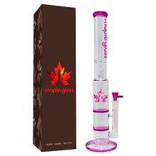 Load image into Gallery viewer, Pink Maple Glass Double Honey Comb Bong With Splash Guard
