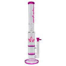 Load image into Gallery viewer, Pink Maple Glass Double Honey Comb Bong With Splash Guard
