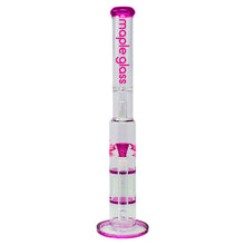 Load image into Gallery viewer, Pink Maple Glass Double Honey Comb Bong With Splash Guard
