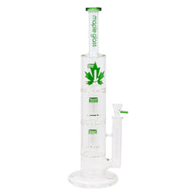 Load image into Gallery viewer, Green Maple Glass Bong With Triple Tire Perc 18 Inches
