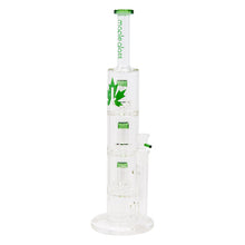 Load image into Gallery viewer, Green Maple Glass Bong With Triple Tire Perc 18 Inches
