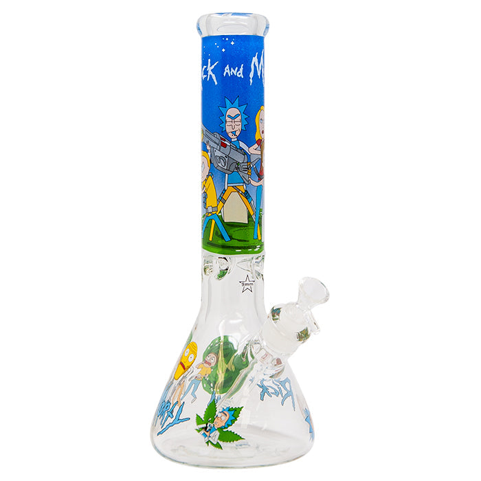 Rick N Morty War 14 Inches Glass Bong