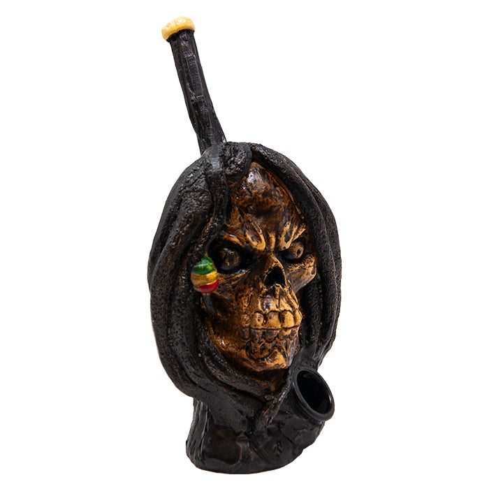 Gold Skull Polyresin Pipe