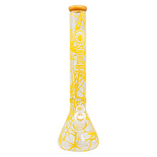 Load image into Gallery viewer, Spider Glass Web Design Yellow Bong 18 Inches
