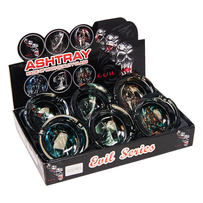 Evil Series Glass Ashtray Display Of 6 Pcs