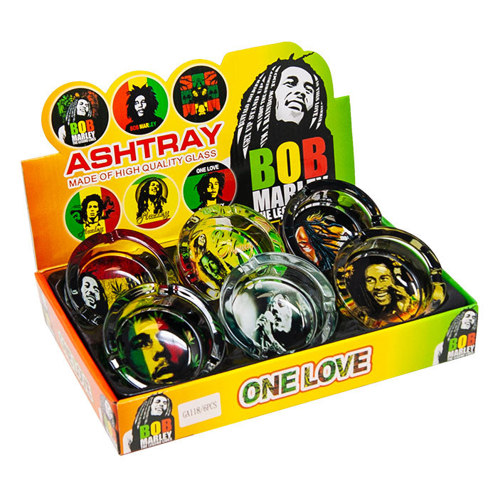 Bob One Love Glass Ashtray Display Of 6 Pcs