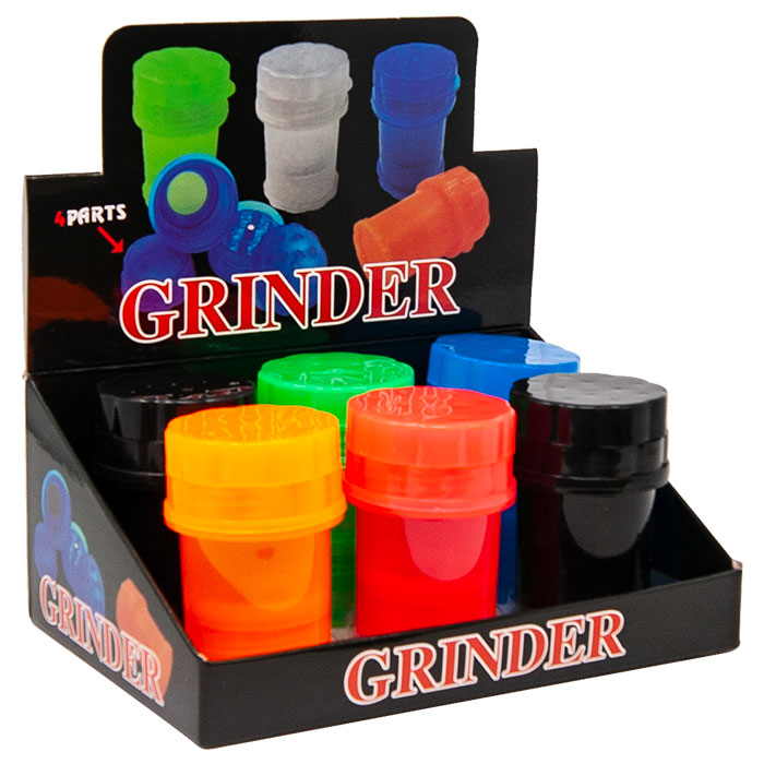 Assorted Color 4 Part Plastic Grinder Display Of 6