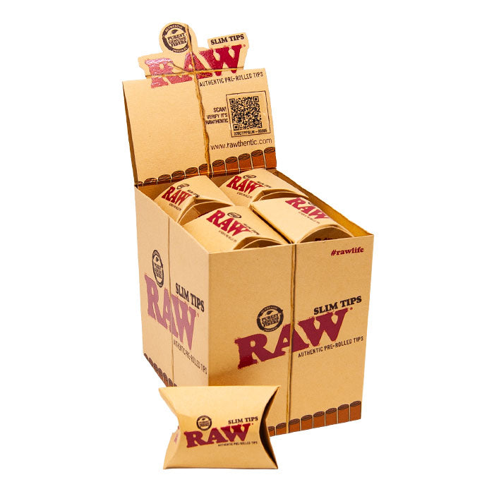 Raw Slim Tips Pre Rolled Pillow Pack 20 Display