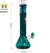 Load image into Gallery viewer, Maple Glass Teal Green Color Beaker Bong 14 Inches
