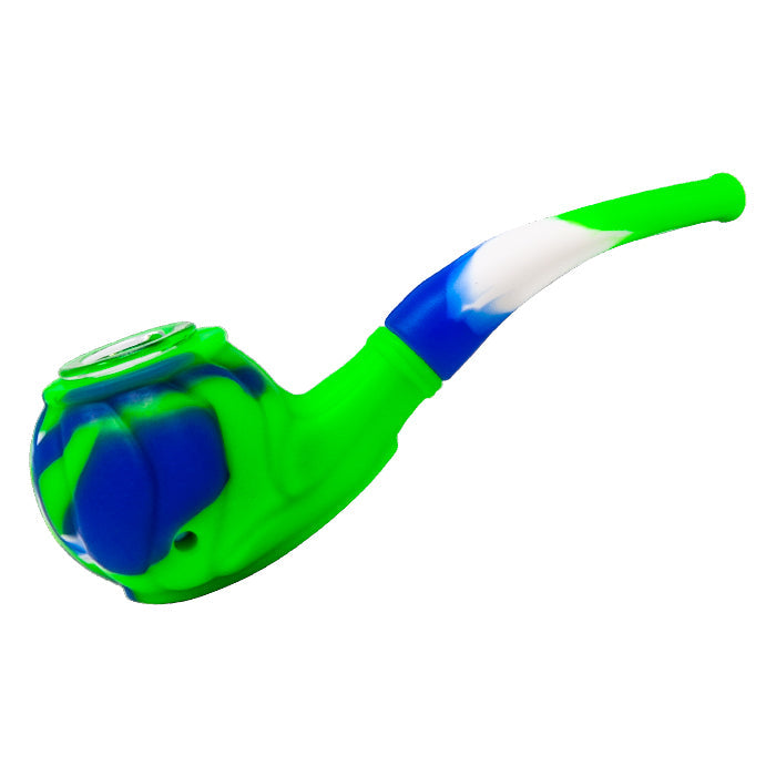 Curvy Green Retro Silicone Pipe 4 Inches