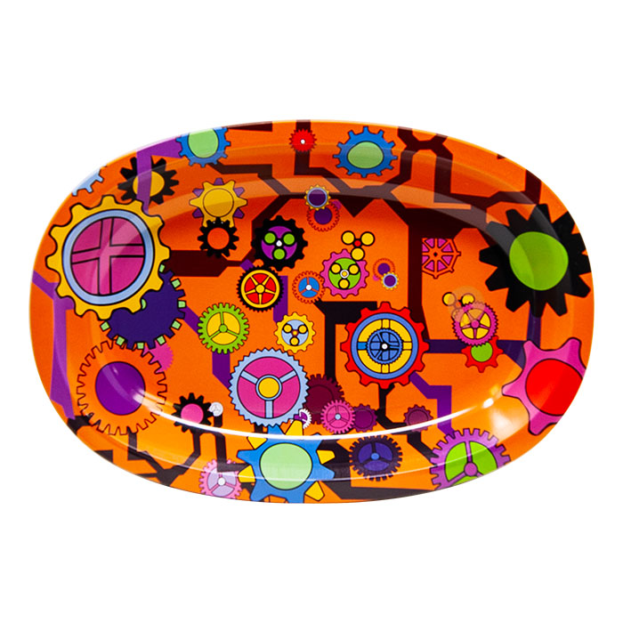 Orange Gears Small Oval Rolling Trays