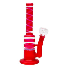 Load image into Gallery viewer, Red Mini Straight Tube Honeycomb Bong 10 Inches
