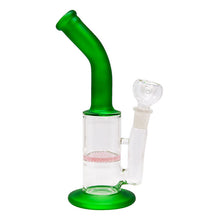 Load image into Gallery viewer, Green Mini Bent Neck Honeycomb Perc Bong 12 Inches
