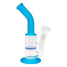 Load image into Gallery viewer, Sky Blue Mini Bent Neck Honeycomb Perc Bong 12 Inches
