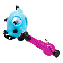 Load image into Gallery viewer, Sky Blue Glow In Dark Gas Mask Bong
