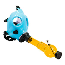 Load image into Gallery viewer, Sky Blue Glow In Dark Gas Mask Bong
