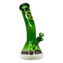 Load image into Gallery viewer, Green Specter Series 12 Inches Bent Neck Beaker Bong by Soul Glass
