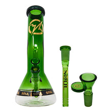 Load image into Gallery viewer, Green Specter Series 12 Inches Bent Neck Beaker Bong by Soul Glass
