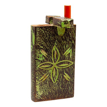 Load image into Gallery viewer, Green Flower Engraved Wooden Dugout 4 Inches
