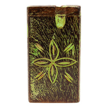 Load image into Gallery viewer, Green Flower Engraved Wooden Dugout 4 Inches
